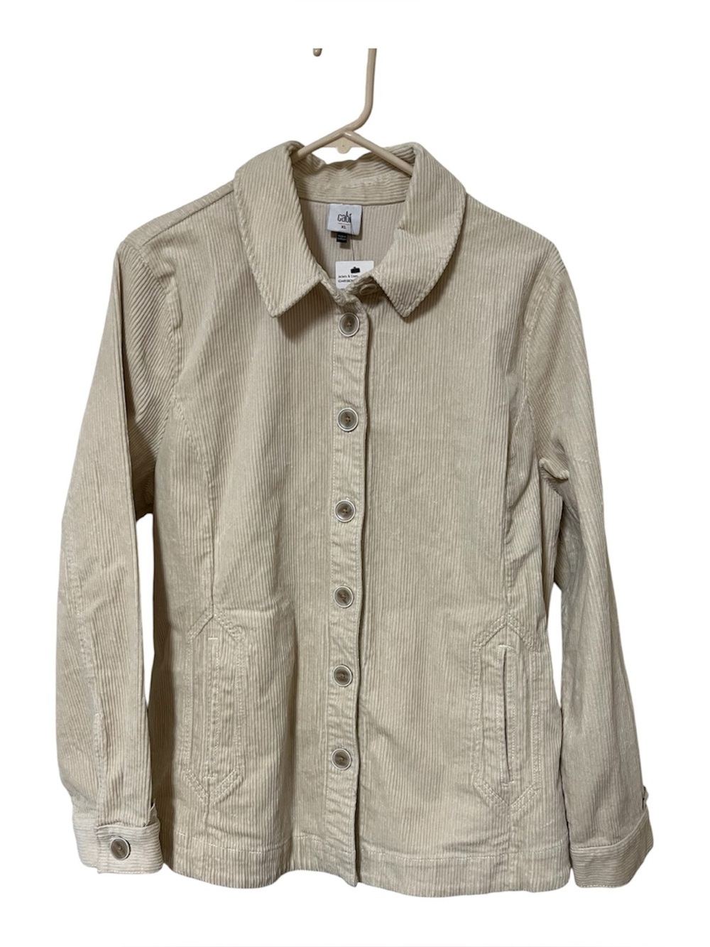 Cabi Scout Jacket, Style 4493, Ivory Corduroy Size XL Button NWT